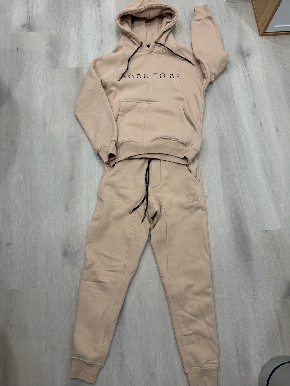 Women's Hooded Joggers Set in Beige